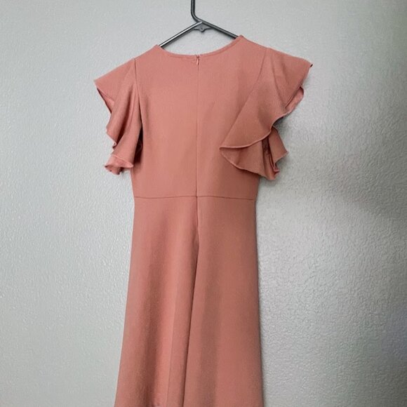 Cute Flutter Sleeve Peach Dress - Picture 2 of 4